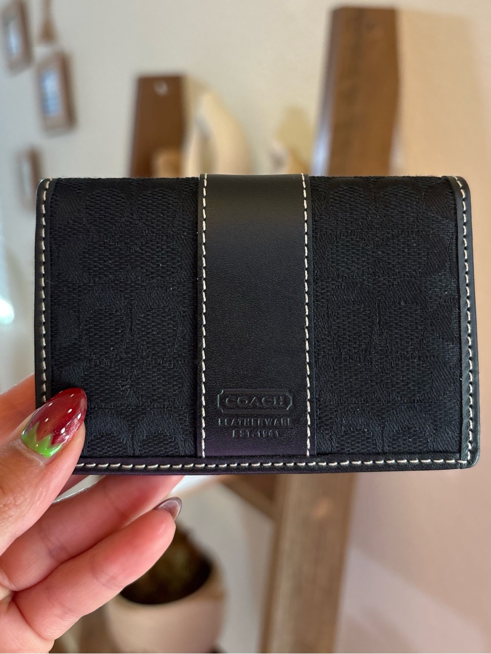NWT Vintage Coach signature C and leather card carrier - Picture 2 of 8